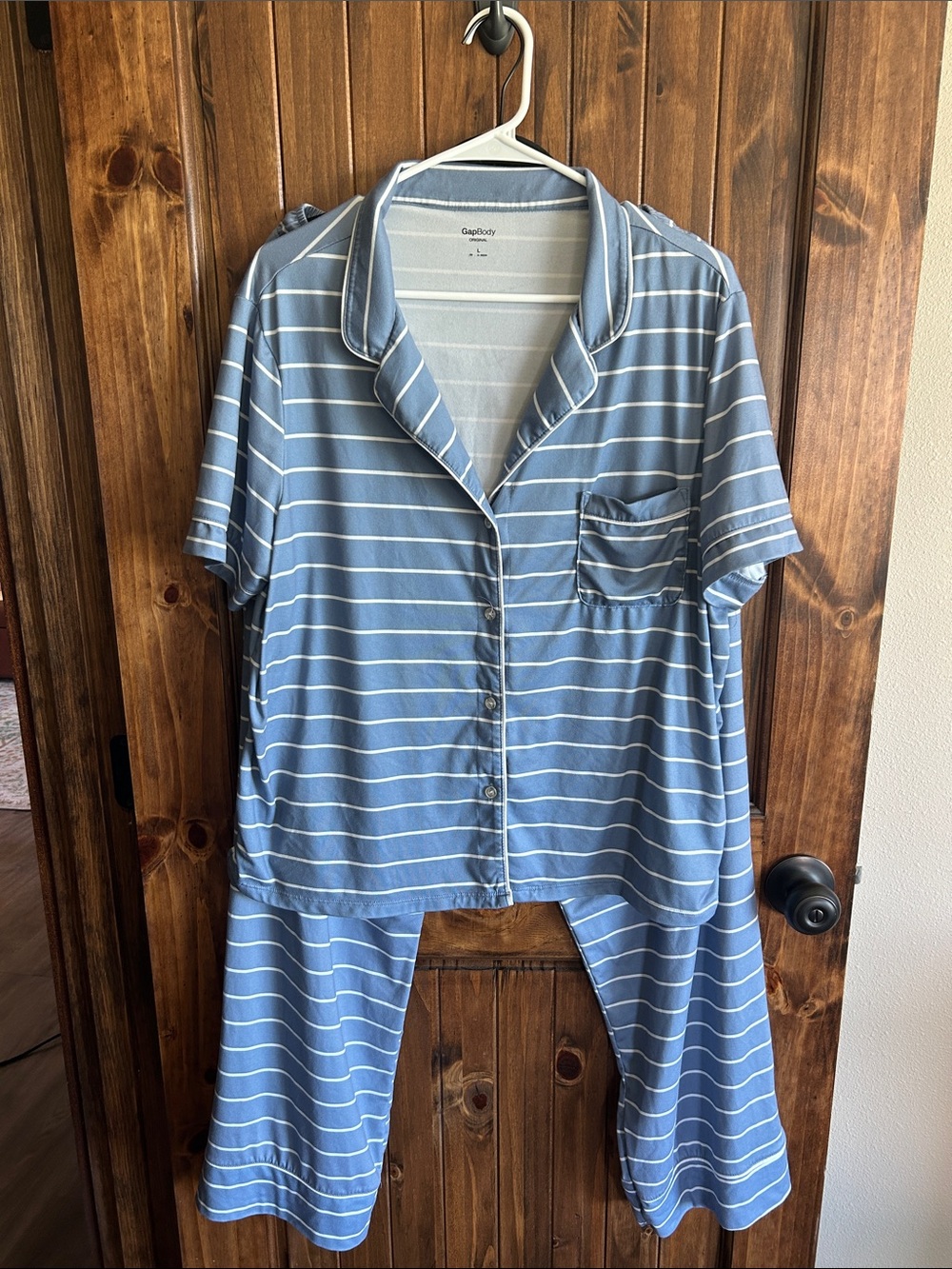 GAP Body Blue and White Striped Short-Sleeve Pajama Set
